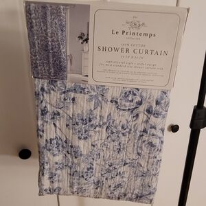 Le Printemps 100% Cotton Shower Curtain 72x72 Blue Floral NEW with Tags